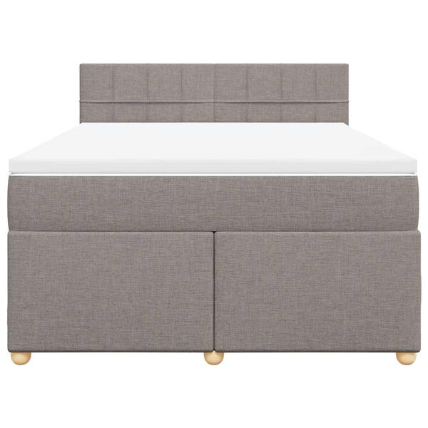 vidaXL Boxspringbett mit Matratze Taupe 140x190 cm Stoff
