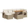 vidaXL 7-tlg. Garten-Sofagarnitur mit Kissen Beige Poly Rattan