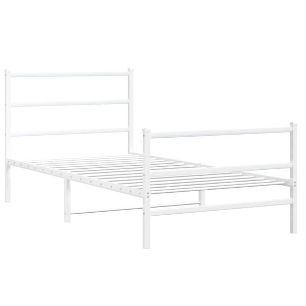vidaXL Bettgestell mit Kopf- und Fu&szlig;teil Metall&nbsp;Wei&szlig; 107x203 cm
