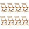 vidaXL Klappst&uuml;hle, 8-teilig, beige, Polyrattan und Massivholz