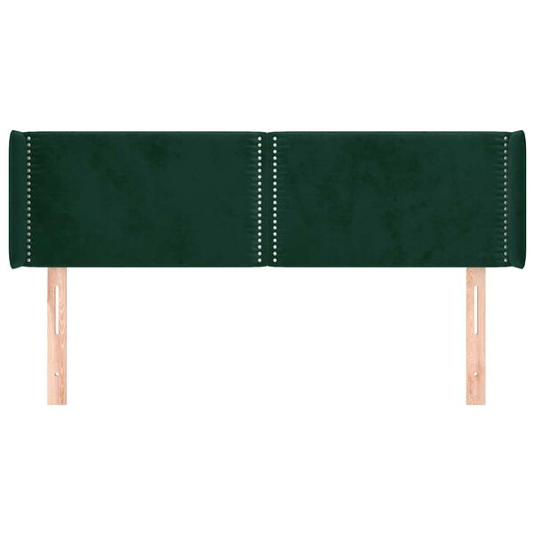 vidaXL Kopfteil mit Ohren Dunkelgr&uuml;n 147x16x78/88 cm Samt