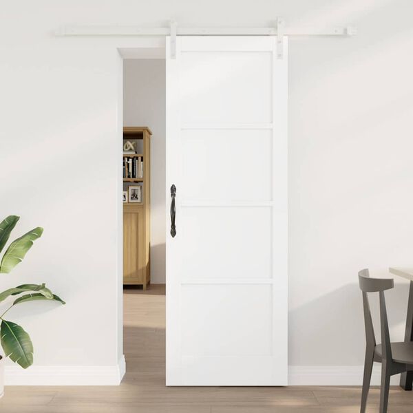 vidaXL Schiebet&uuml;r Wei&szlig; 73,5 x 211 cm Massives Kiefernholz