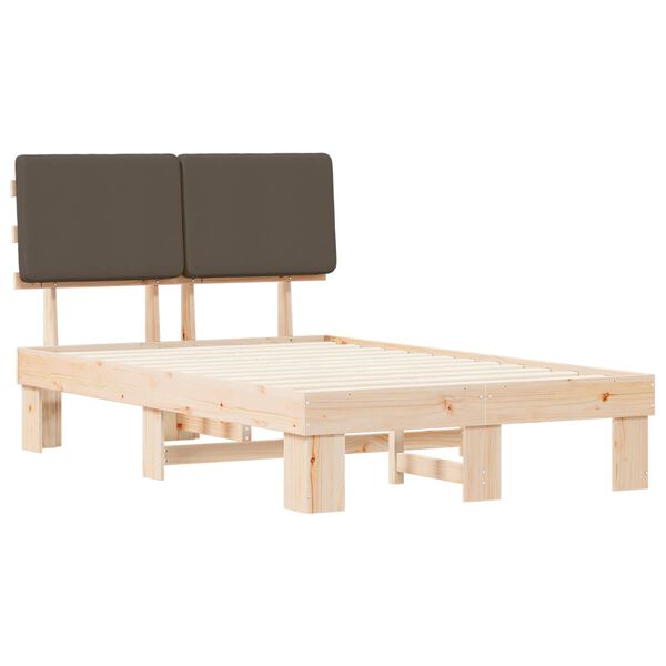 vidaXL Bettgestell mit gepolstertem Kopfteil Taupe 120 x 200 cm
