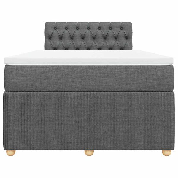 vidaXL Boxspringbett mit Matratze Dunkelgrau 120x190 cm Stoff