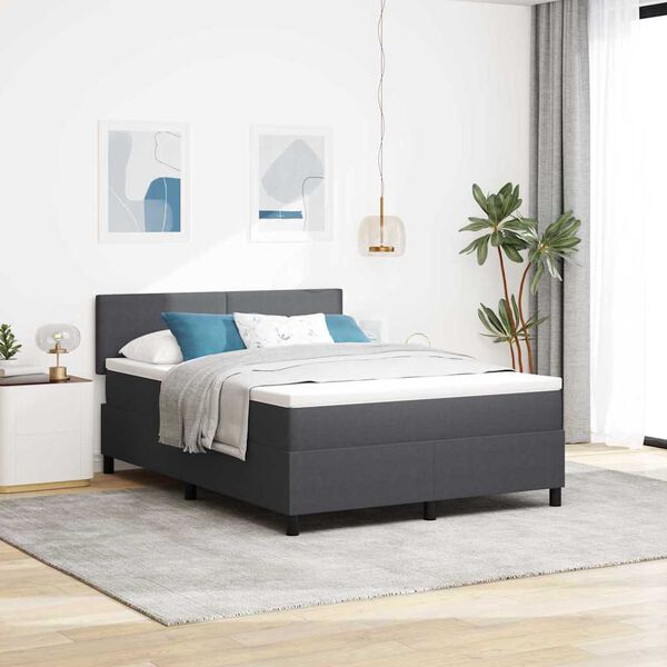 vidaXL Boxspringbett Dunkelgrau und Wei&szlig; 140 x 190 cm Cordstoff