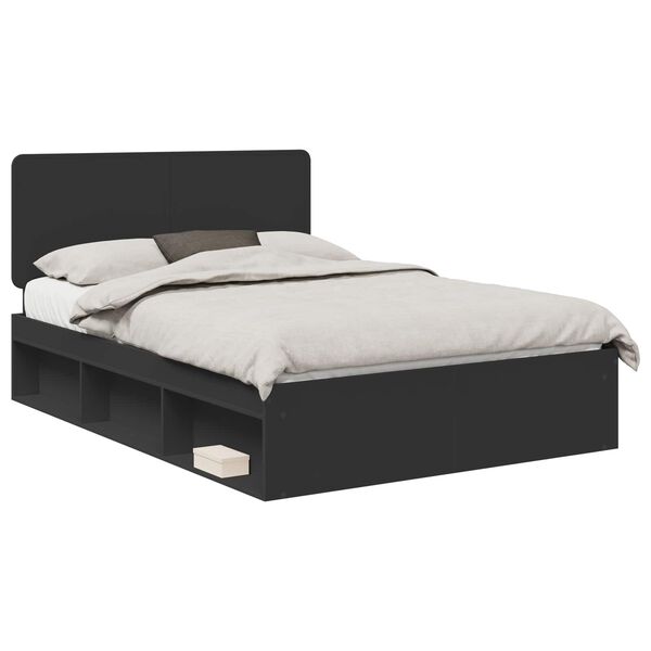 vidaXL Bettrahmen Schwarz 140 x 200 cm Massives Kiefernholz