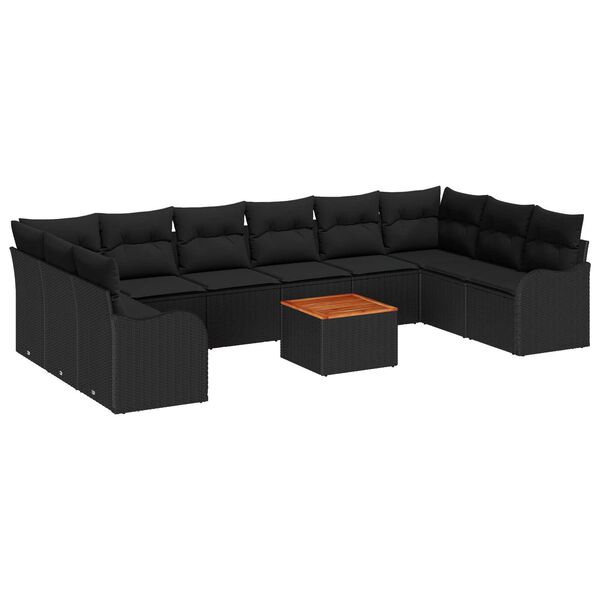 vidaXL Garten-Sofa-Set 11 pcs Schwarz