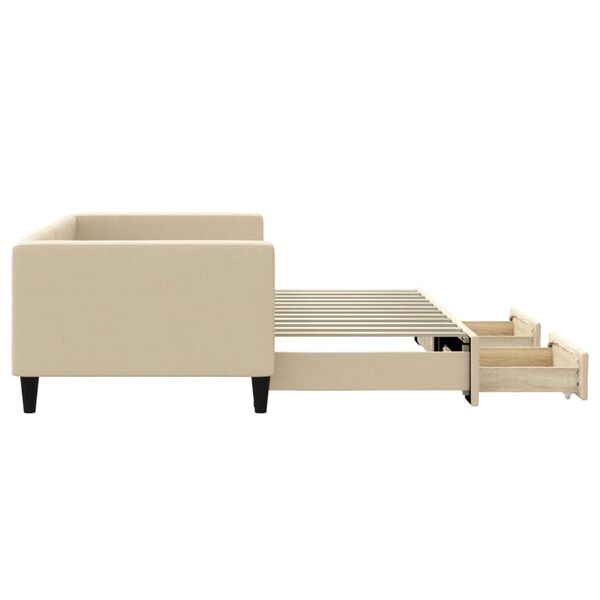 vidaXL Tagesbett Ausziehbar mit Schubladen Creme 90x200 cm Stoff