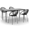 vidaXL 5-tlg. Garten-Essgruppe Schwarz PVC Rattan