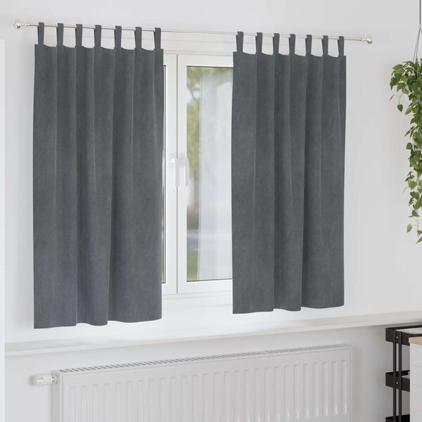 vidaXL Verdunkelungsvorh&auml;nge 2 pcs Hellgrau 140 x 175 cm Samt