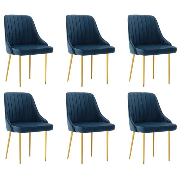vidaXL Esszimmerst&uuml;hle 6 Stk. Blau Samt