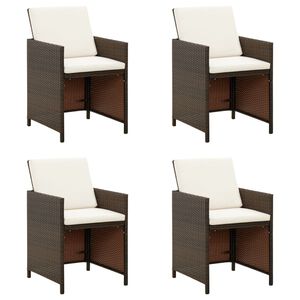 vidaXL Gartenst&uuml;hle mit Kissen 4 Stk. Poly Rattan Braun