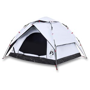 vidaXL Kuppel-Campingzelt 3 Personen Wei&szlig; Verdunkelt Quick Release