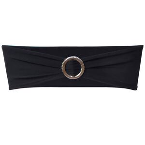 vidaXL 25 x Stuhlschleifen Stretch Schleifenb&auml;nder + Diamant Schnalle schwarz