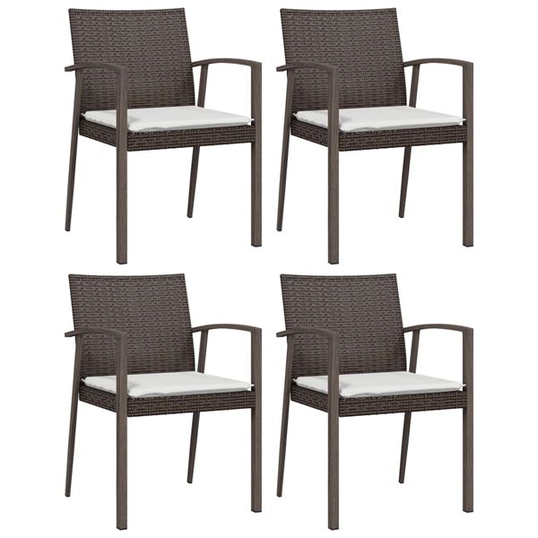 vidaXL 5-tlg. Garten-Essgruppe mit Kissen Poly Rattan und Stahl