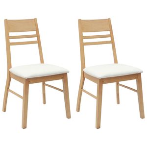 vidaXL Esszimmerst&uuml;hle 2 pcs Natur 43 x 54 x 89 cm Massives Gummiholz