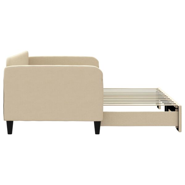 vidaXL Tagesbett Ausziehbar Creme 90x200 cm Stoff