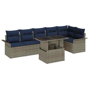 vidaXL Gartensofa-set 7 stk. Grau [Synthetisch]: Poly Rattan
