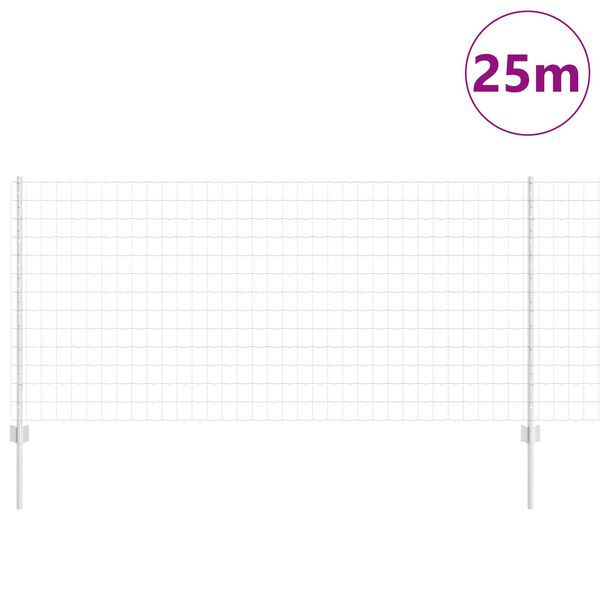 vidaXL Zaun mit Pfosten Silber 1 x 25 m Stahl