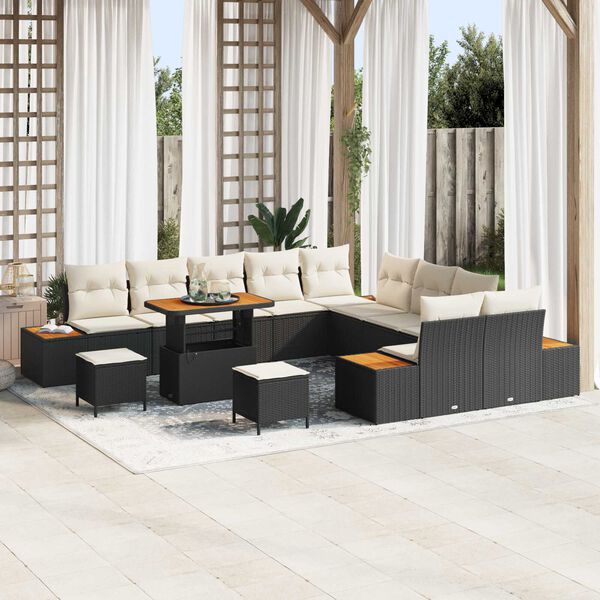 vidaXL Gartensofa-set 13 pcs Schwarz Poly-Rattan