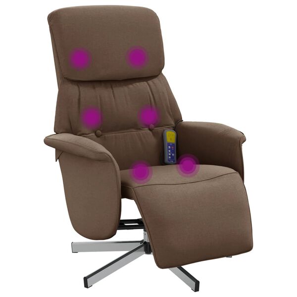 vidaXL Massagesessel mit Fu&szlig;teil Braun Stoff