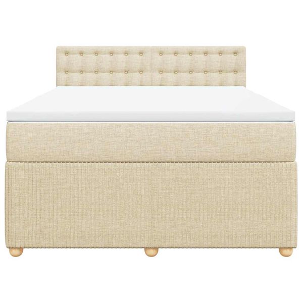 vidaXL Boxspringbett mit Matratze Creme 160x200 cm Stoff