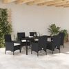 vidaXL Garten Essgruppe mit Kissen 7 pcs Schwarz Poly-Rattan