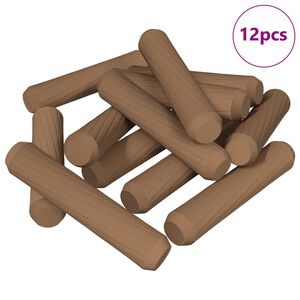 vidaXL Holzd&uuml;bel 12 pcs Braun &Oslash;8 x 35 mm Massivholz