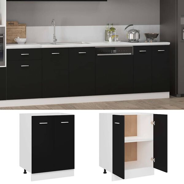 vidaXL Unterschrank Lyon Schwarz 60x46x81,5 cm Holzwerkstoff