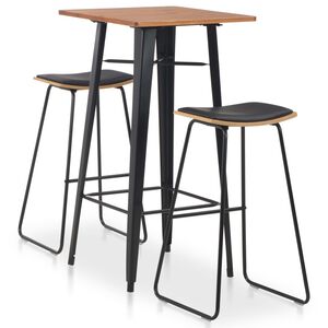 vidaXL 3-teiliges Bar-Set Stahl Schwarz