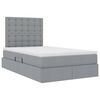 vidaXL Bett mit Stauraum und LED Hellgrau 120 x 190 cm Polyester