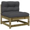 vidaXL Gartensofa ohne Armlehnen mit Kissen und Hocker