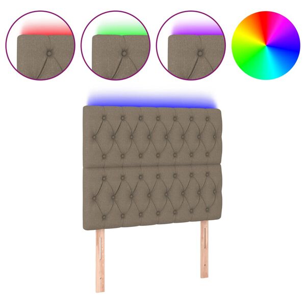 vidaXL LED Kopfteil Taupe 100x7x118/128 cm Stoff