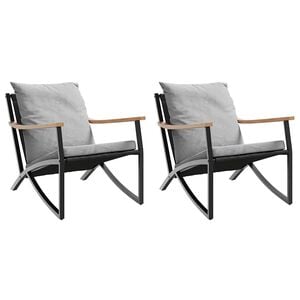 vidaXL Gartenst&uuml;hle mit Kissen 2 Stk. Schwarz Stahl