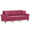 vidaXL 3-Sitzer-Sofa mit Zierkissen Weinrot 180 cm Samt