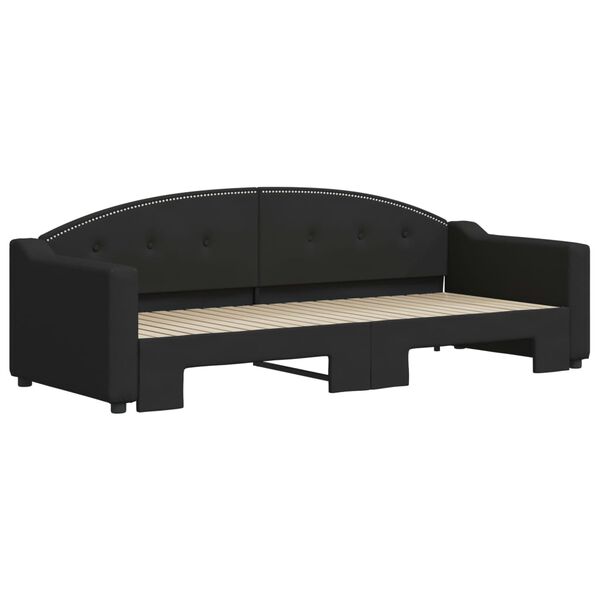 vidaXL Tagesbett Ausziehbar Schwarz 80x200 cm Stoff