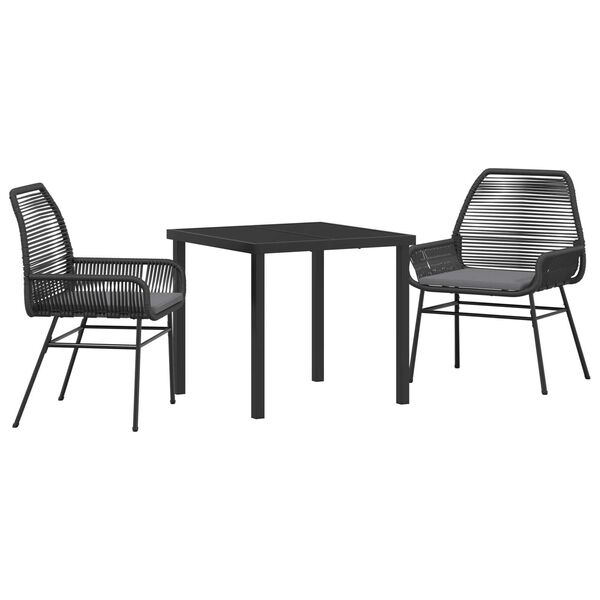 vidaXL Garten Essgruppe mit Kissen 3 pcs Schwarz Poly-Rattan