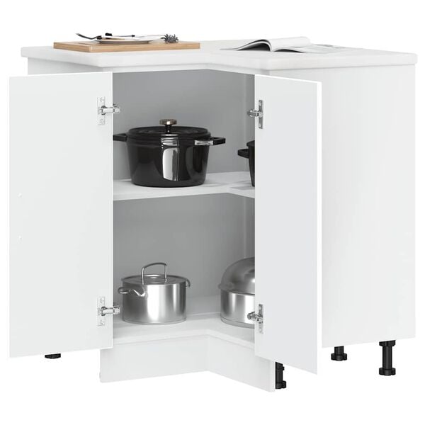 vidaXL K&uuml;chen-Eckunterschrank Lucca Wei&szlig; Holzwerkstoff