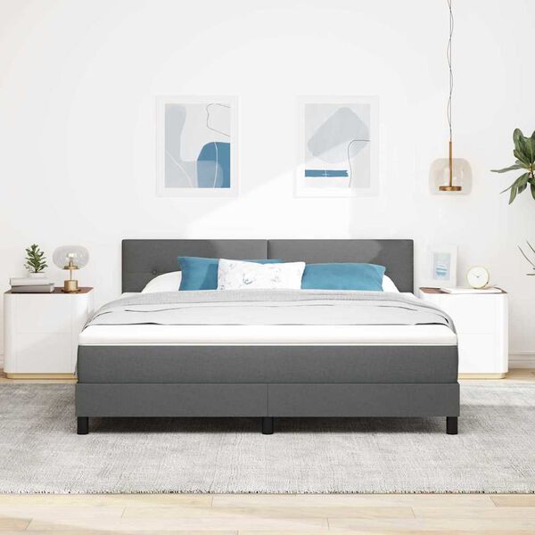 vidaXL Boxspringbett mit Matratze Dunkelgrau 180 x 200 cm Stoff