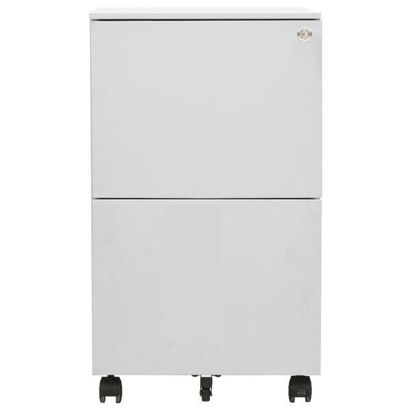 vidaXL Aktenschrank mit Rollen Hellgrau 39x45x67 cm Stahl