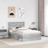 vidaXL Bettrahmen Graues Sonoma 135 x 190 cm Massives Kiefernholz