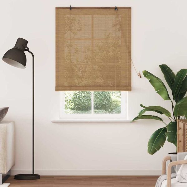 vidaXL Rollo mit Vorh&auml;ngen Braun 120 x 220 cm Bambus