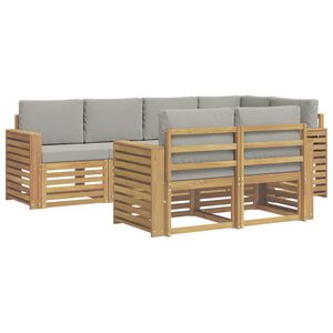 vidaXL Outdoor-Sofagarnitur 7 stk. Wei&szlig; und Hellgrau Polyester