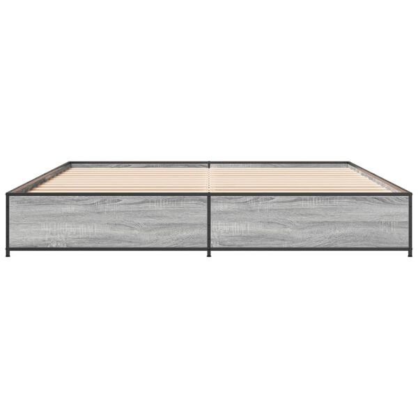 vidaXL Bettgestell Grau Sonoma 200x200 cm Holzwerkstoff und Metall
