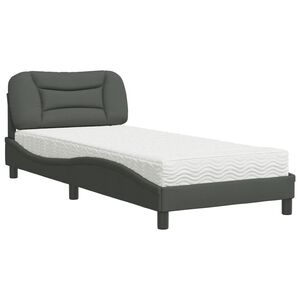 vidaXL Bett mit Matratze "Hvar" Dunkelgrau 90x200 cm Stoff
