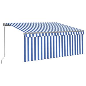 vidaXL Markise Manuell Einziehbar mit Rollo & LED 3,5x2,5 m Blau Wei&szlig;