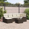 vidaXL Garten-Sofa-Set mit Kissen 7 pcs Braun und Creme Poly Rattan
