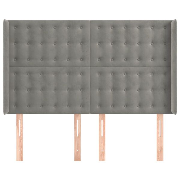 vidaXL Kopfteil mit Ohren Hellgrau 147x16x118/128 cm Samt