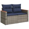 vidaXL Gartensofa mit Kissen 2-Sitzer Grau Poly Rattan