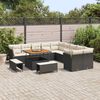 vidaXL Gartensofa-set mit Kissen 13 pcs Schwarz und Creme Poly-Rattan